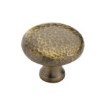 M Marcus Heritage Brass Cabinet Knob Victorian Round Hammered Design 32mm